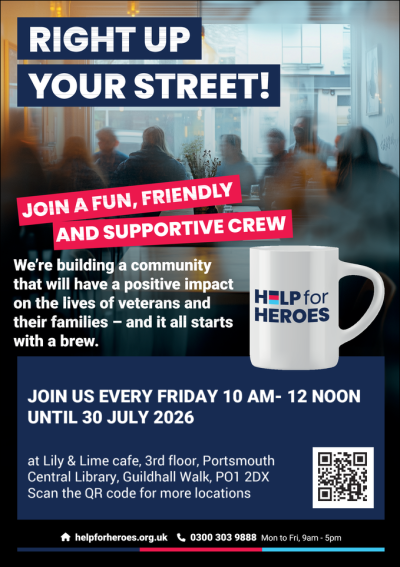 Flyer for Veteran cafe at Portsmouth